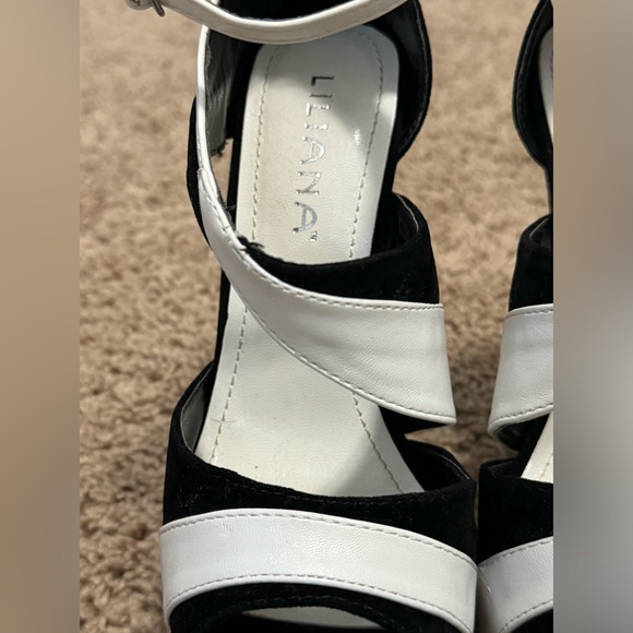 Lilliana black white peek toe 6 inch heels - Picture 2 of 7